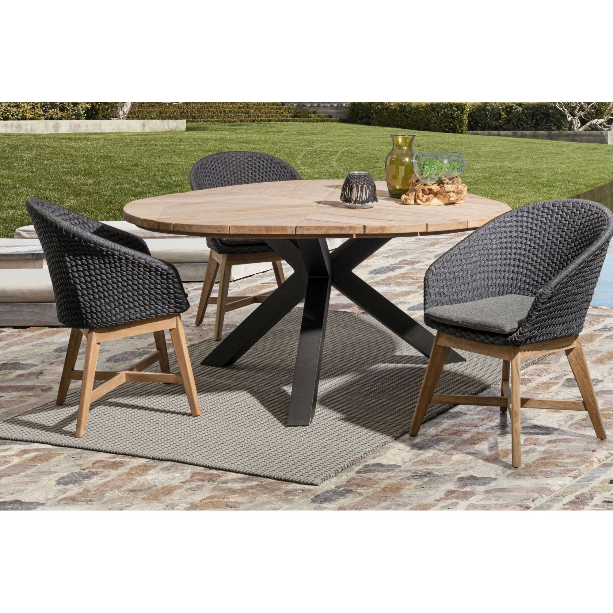 Autre - Table de jardin forme galet en teck et aluminium L160 - CAP FERRET - Imagen 4