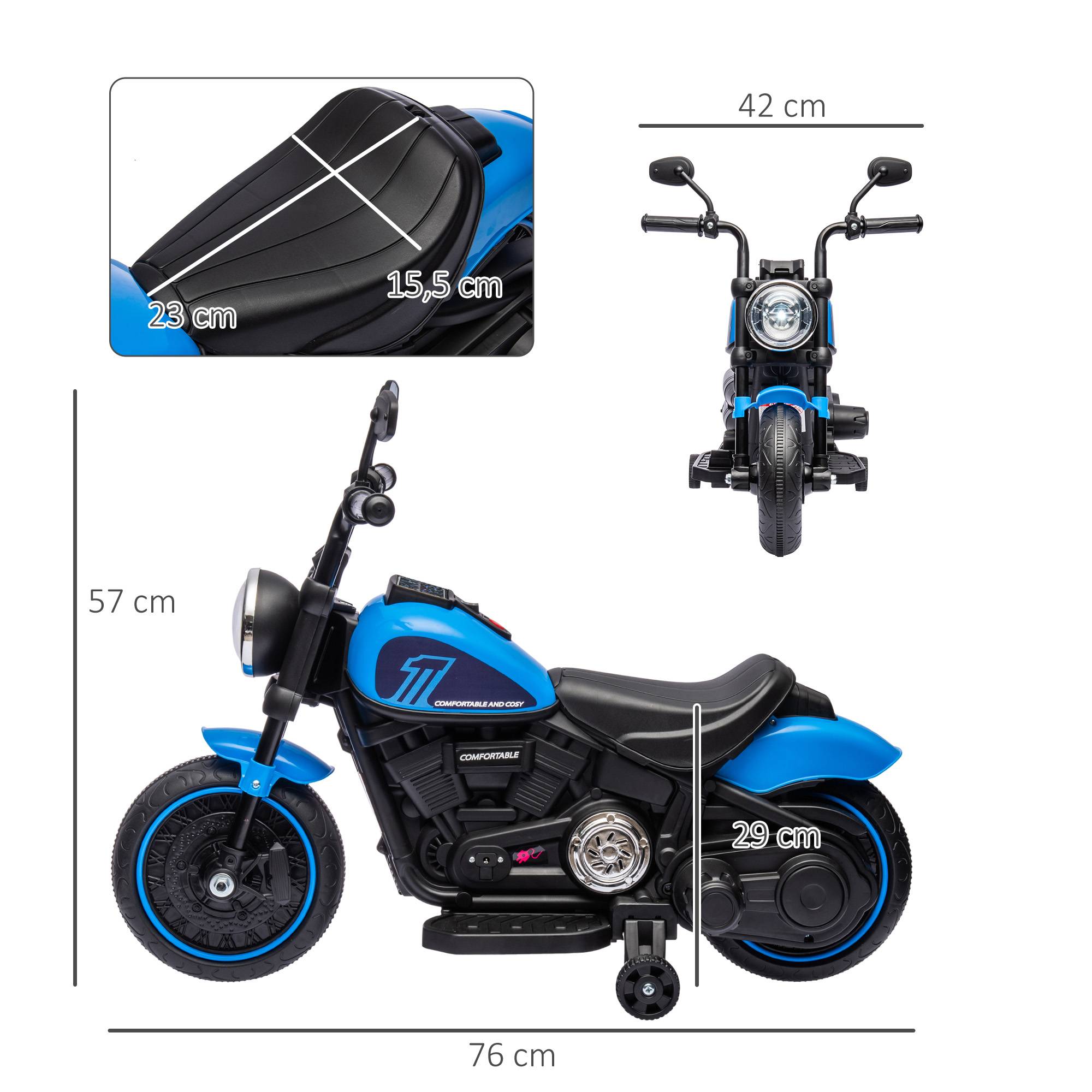 Moto électrique pour enfants 3 km/h 6V avec phare LED 2 roues d'entraînement de 18 à 36 mois avec moteur puissant bleu - Image 5