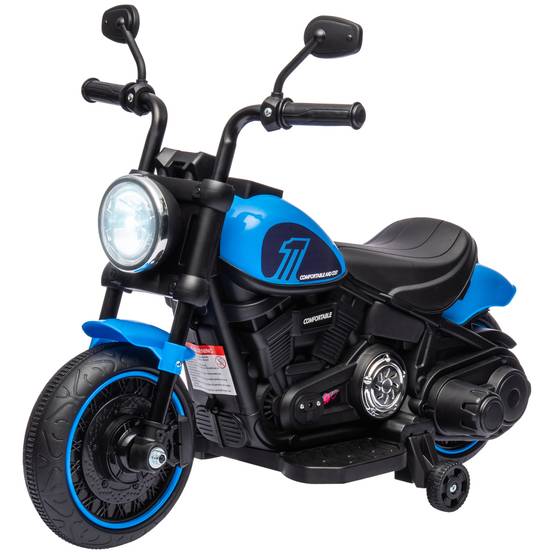 Moto électrique pour enfants 3 km/h 6V avec phare LED 2 roues d'entraînement de 18 à 36 mois avec moteur puissant bleu - Image 2