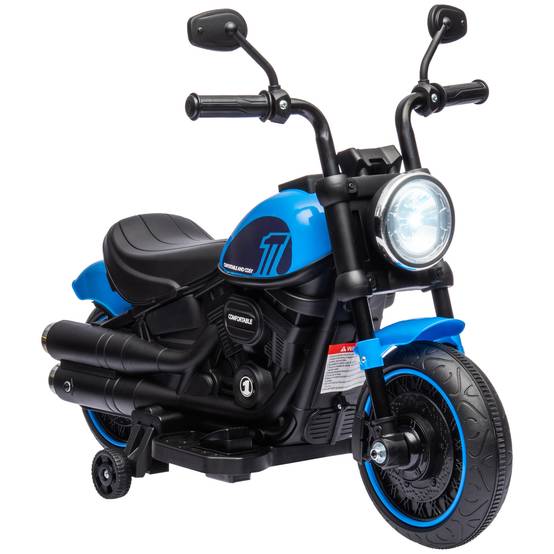 Moto électrique pour enfants 3 km/h 6V avec phare LED 2 roues d'entraînement de 18 à 36 mois avec moteur puissant bleu - Image 1