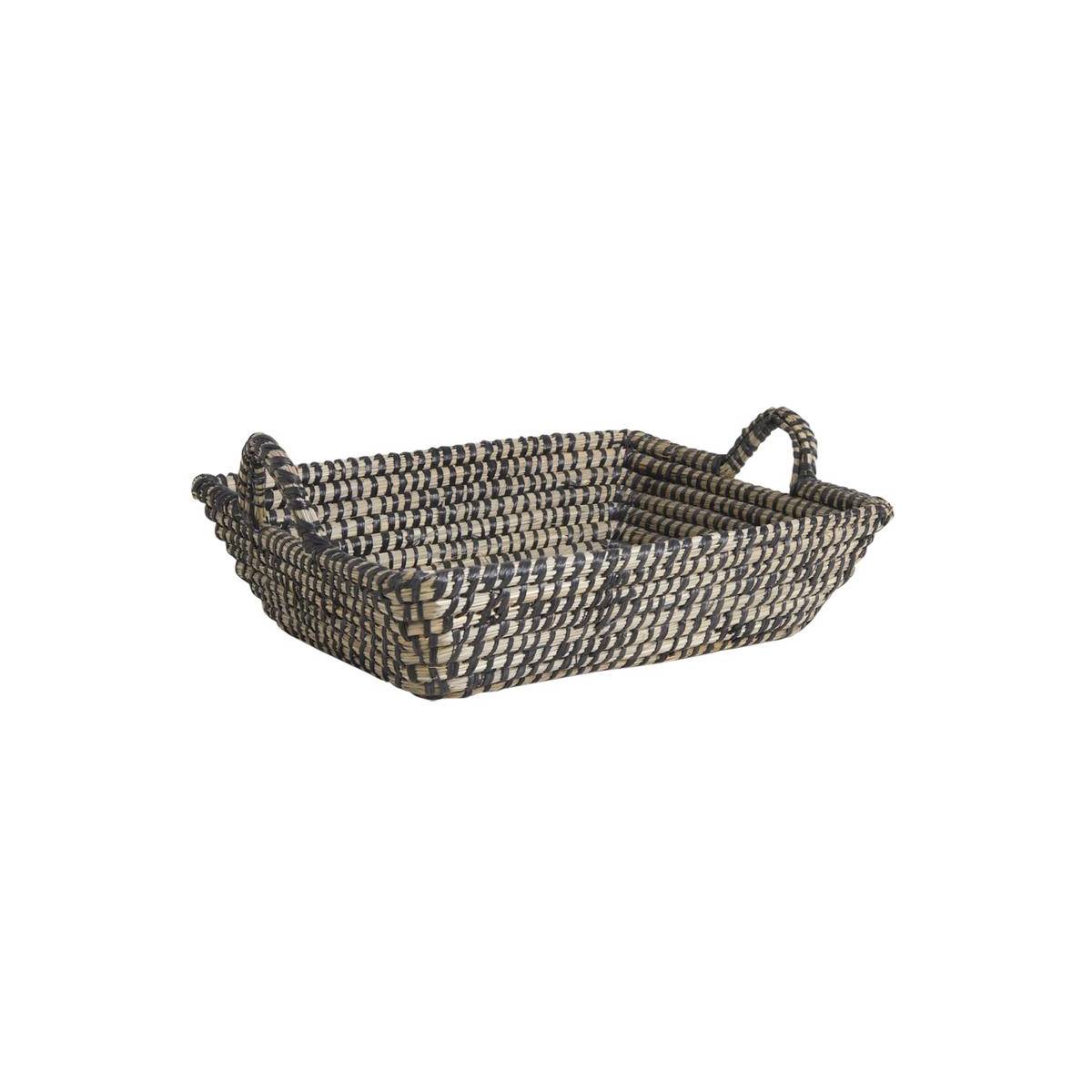 Aubry Gaspard - Manne rectangulaire en jonc naturelle Noir L 40 cm - Imagen 1