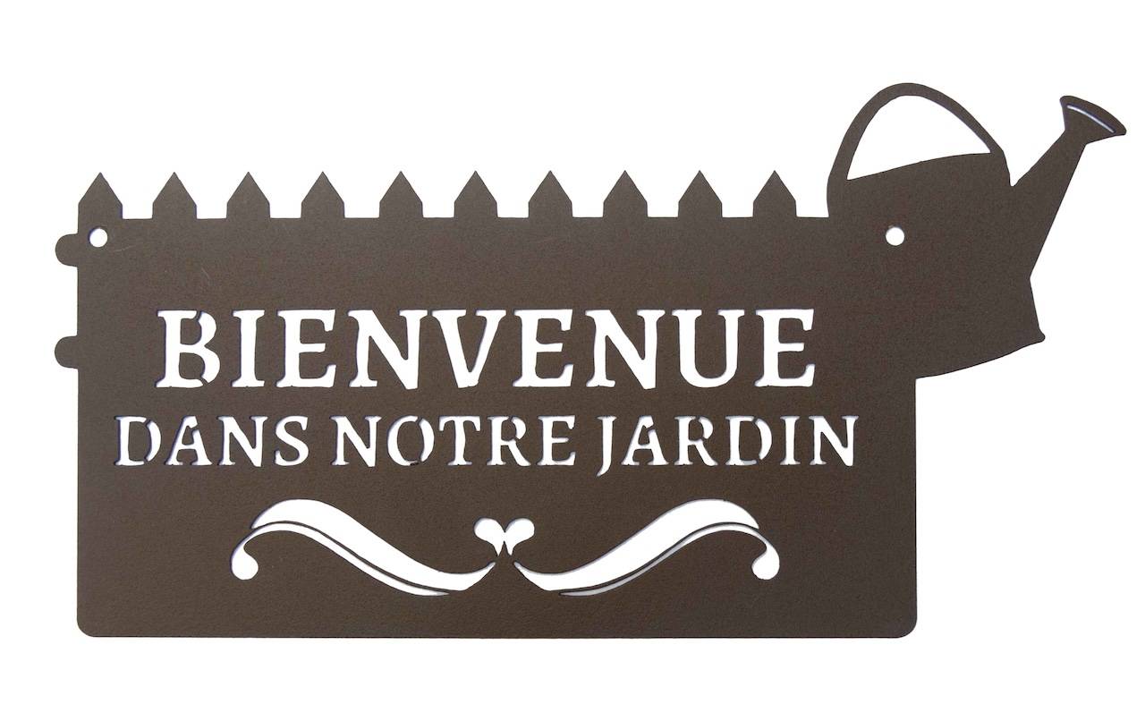 Louis Moulin - Pancarte décorative en métal "Bienvenue" - 31x16,5cm - fer vieilli - Louis Moulin