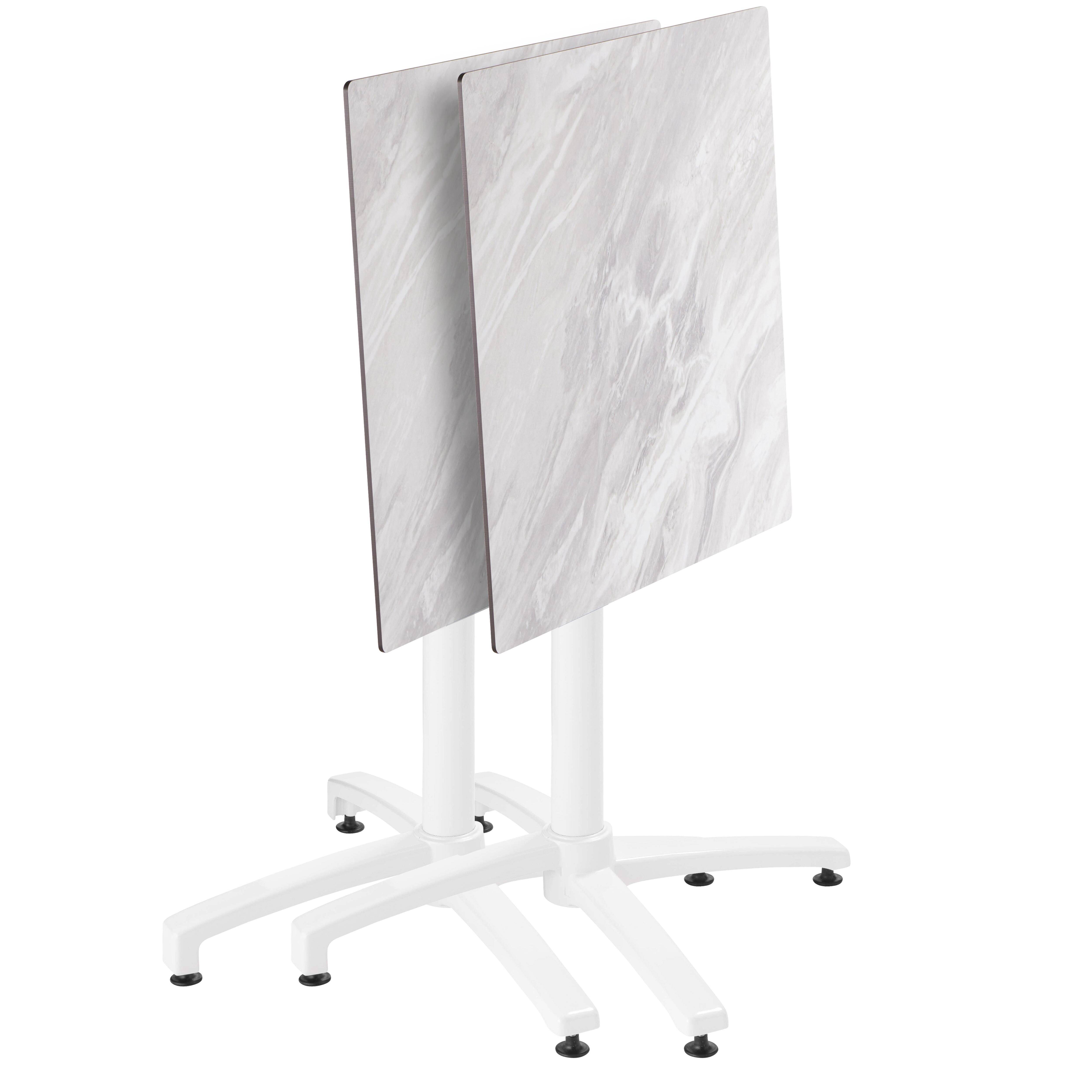 Oviala - Ensemble table 70 cm marbre et 4 chaises en métal gris - Oviala - Imagen 3