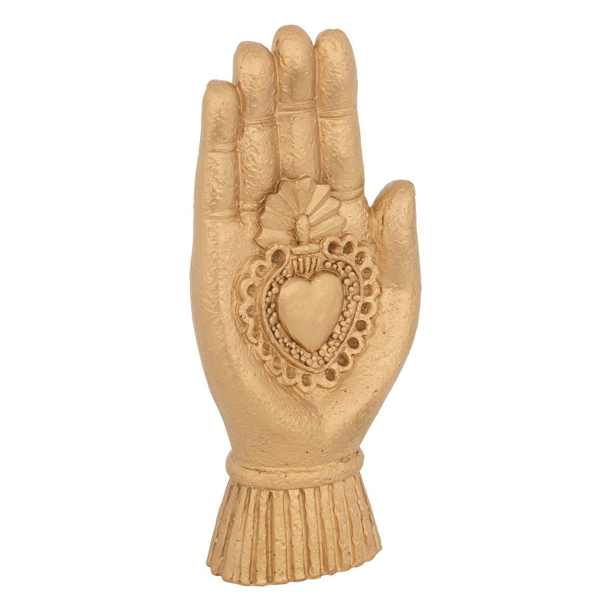Atmosphera - Objet déco Main en résine dorée aspect texturé H 16.5 cm - Imagen 1