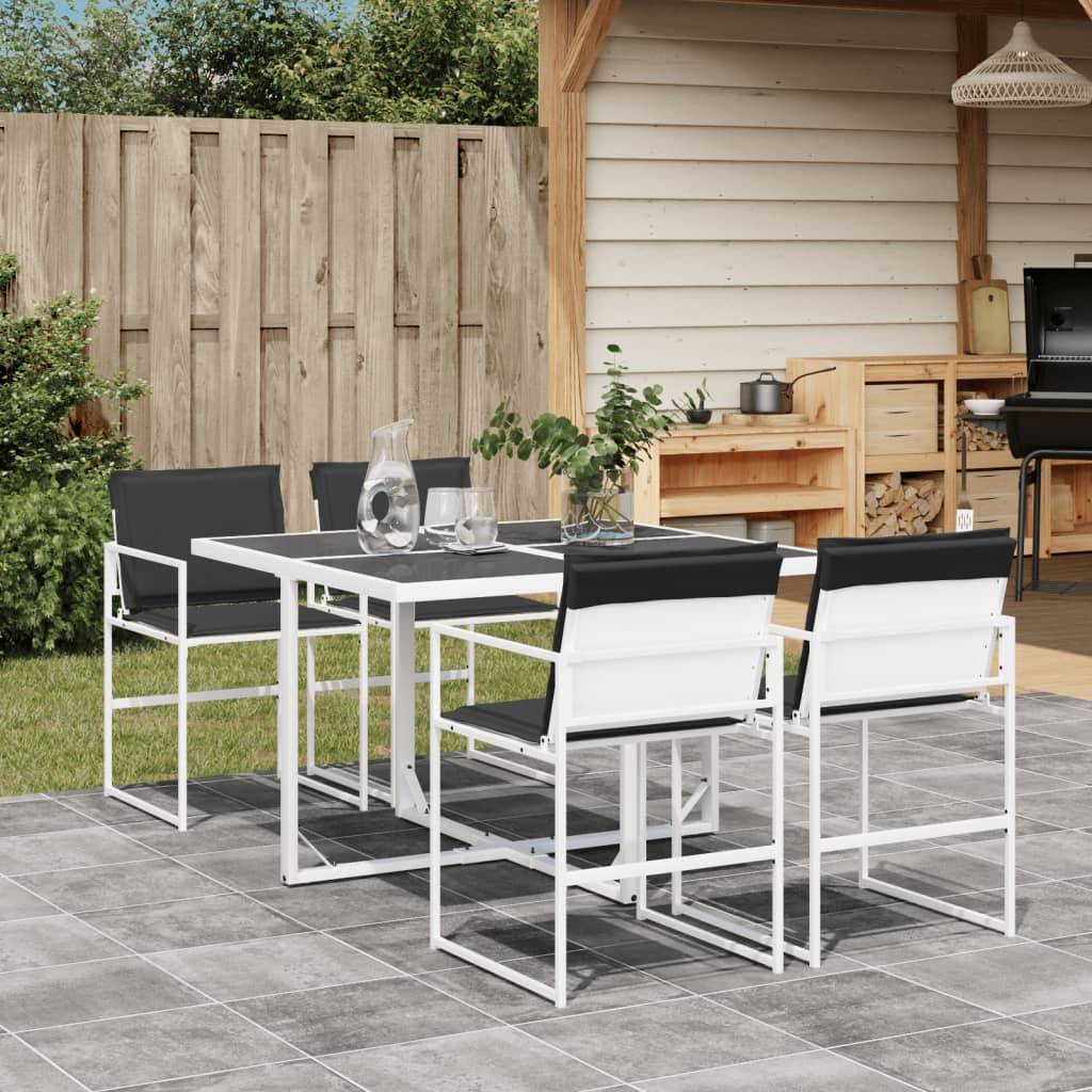 Vidaxl - Ensemble à manger de jardin avec coussins 5 pcs-Salons de jardin blanc textilène 427203 - Image 1