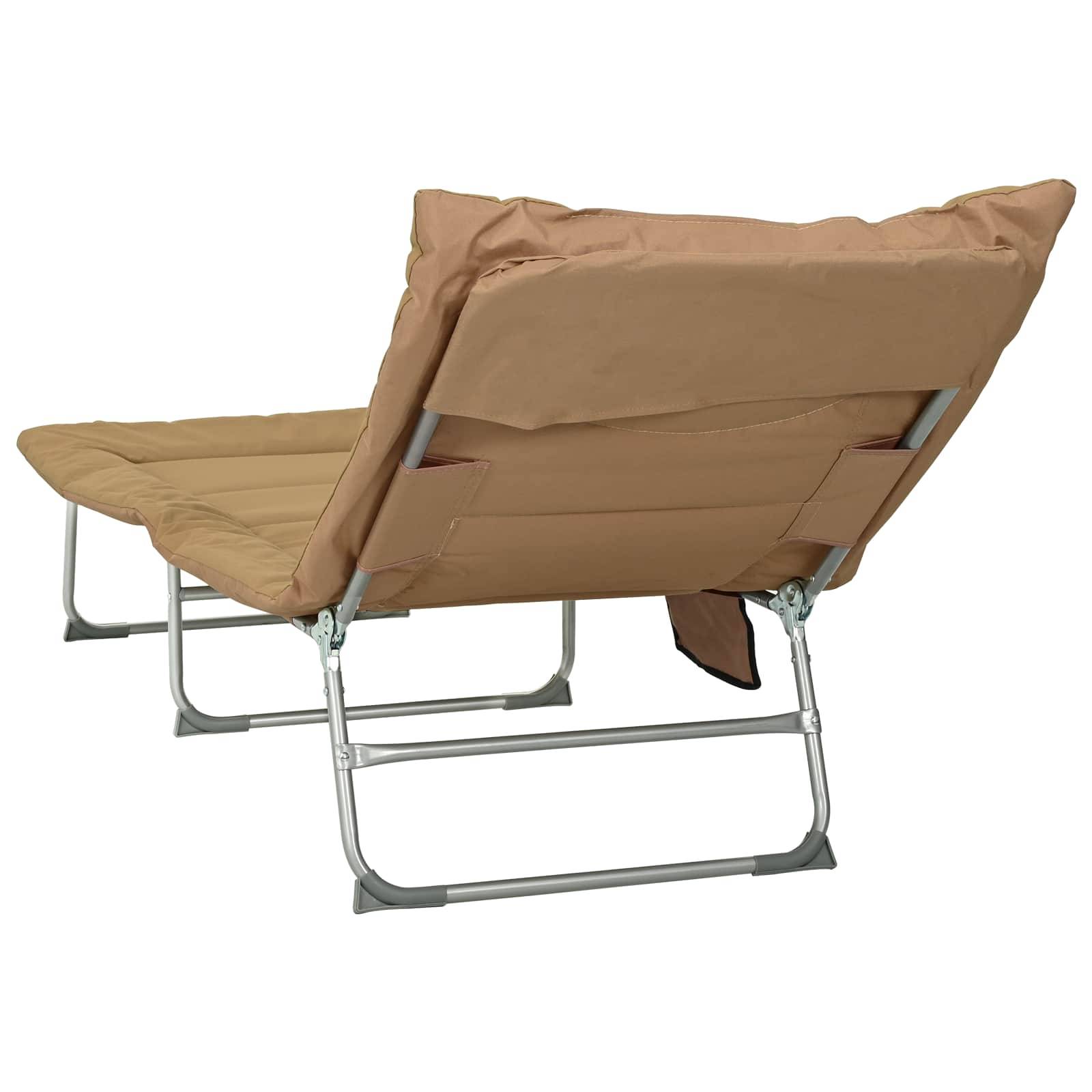 Vidaxl - Transat pliant avec coussin Beige vidaXL 42032383 - Image 8