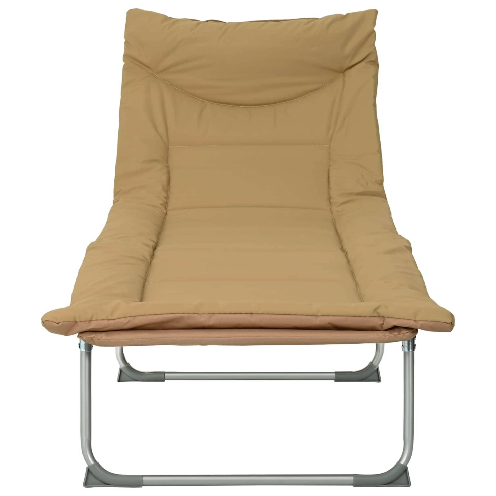 Vidaxl - Transat pliant avec coussin Beige vidaXL 42032383 - Image 6