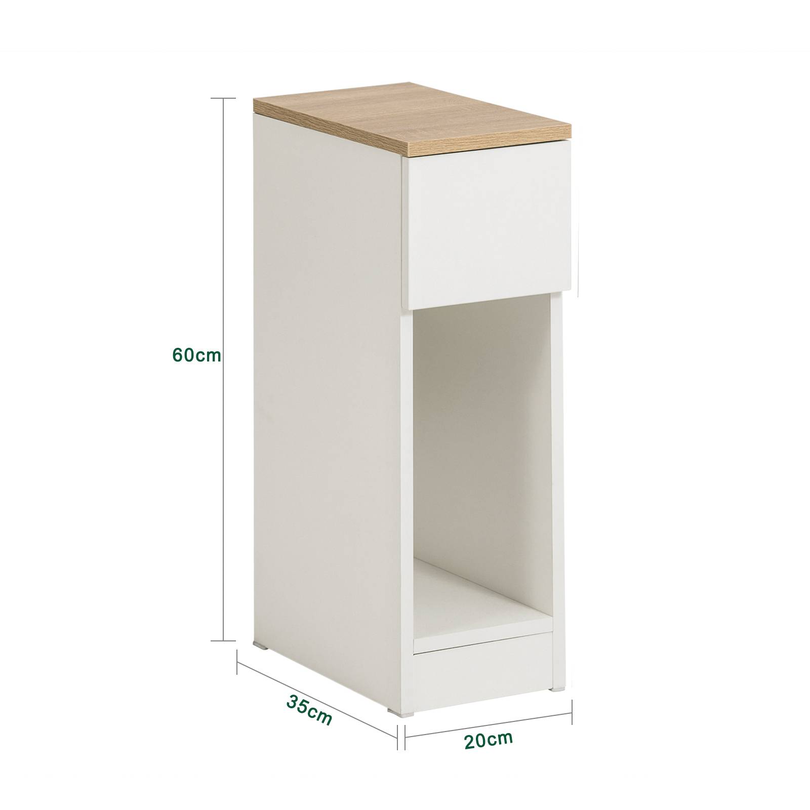 SoBuy FBT111-WN Table de Chevet Moderne avec Tiroir, Blanc, Design Élégant pour Chambre ou Salon - Image 3