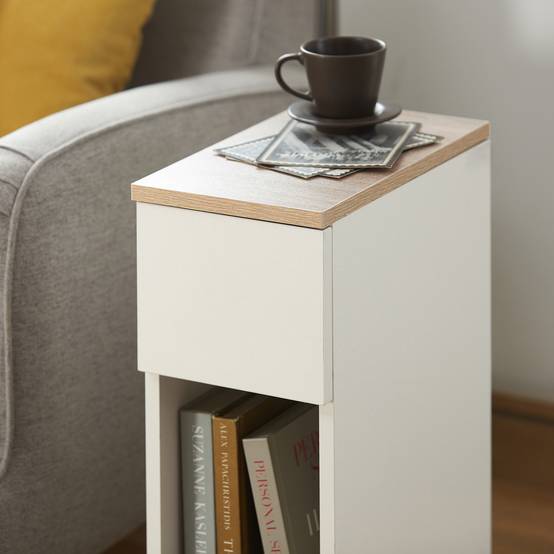 SoBuy FBT111-WN Table de Chevet Moderne avec Tiroir, Blanc, Design Élégant pour Chambre ou Salon - Image 10