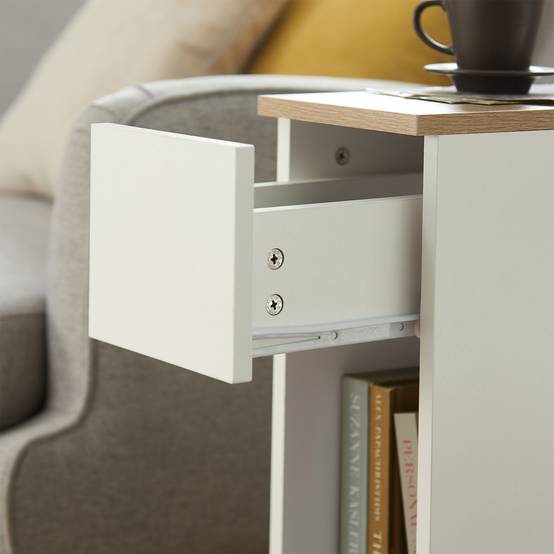 SoBuy FBT111-WN Table de Chevet Moderne avec Tiroir, Blanc, Design Élégant pour Chambre ou Salon - Image 6