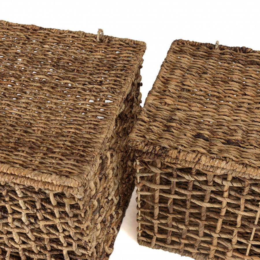 Macabane - ALIDA - Set de 2 paniers de rangement en tissage naturel ajouré - Imagen 4