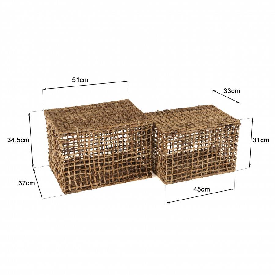 Macabane - ALIDA - Set de 2 paniers de rangement en tissage naturel ajouré - Imagen 7