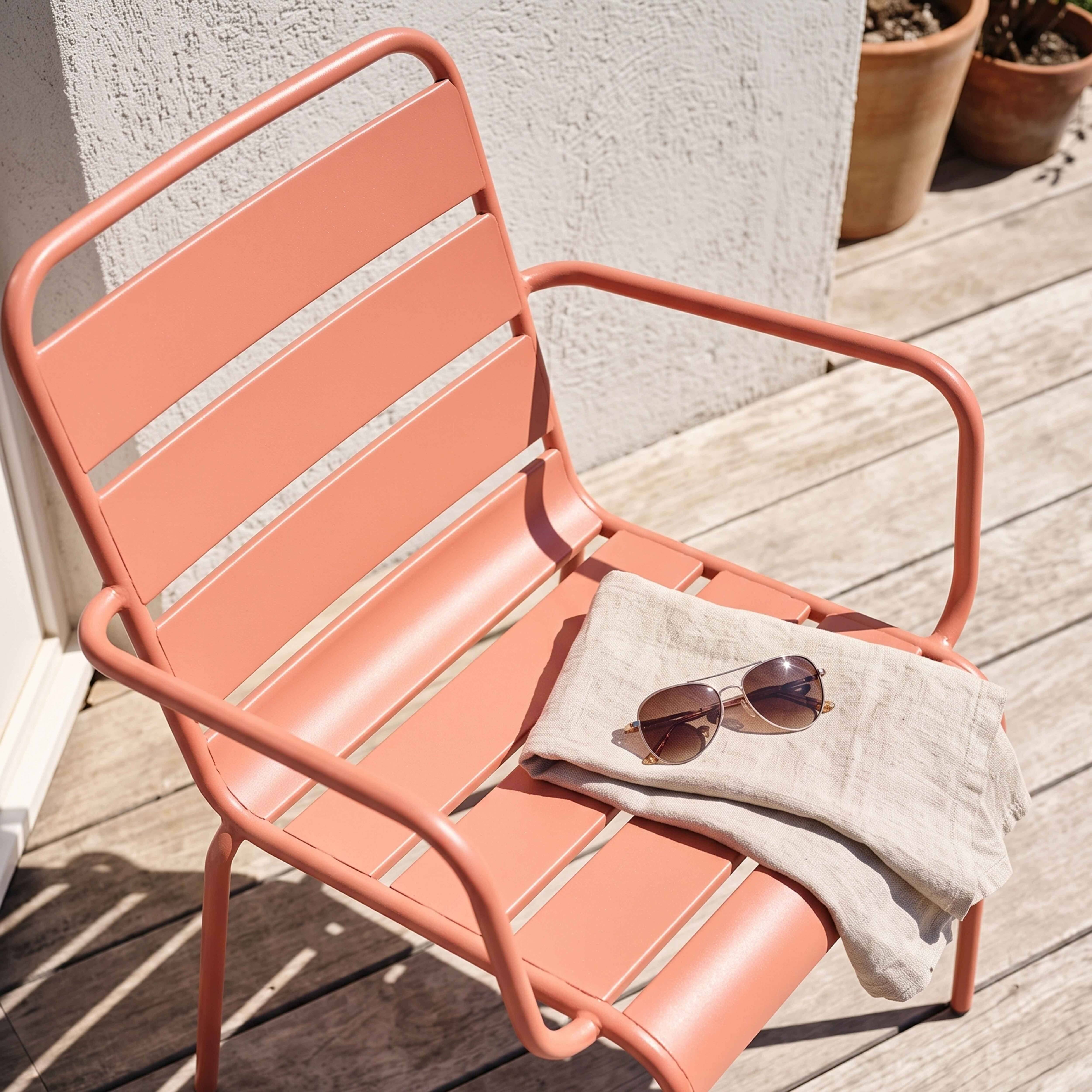 Oviala - Fauteuil de jardin en métal argile Palavas - Oviala - Imagen 3
