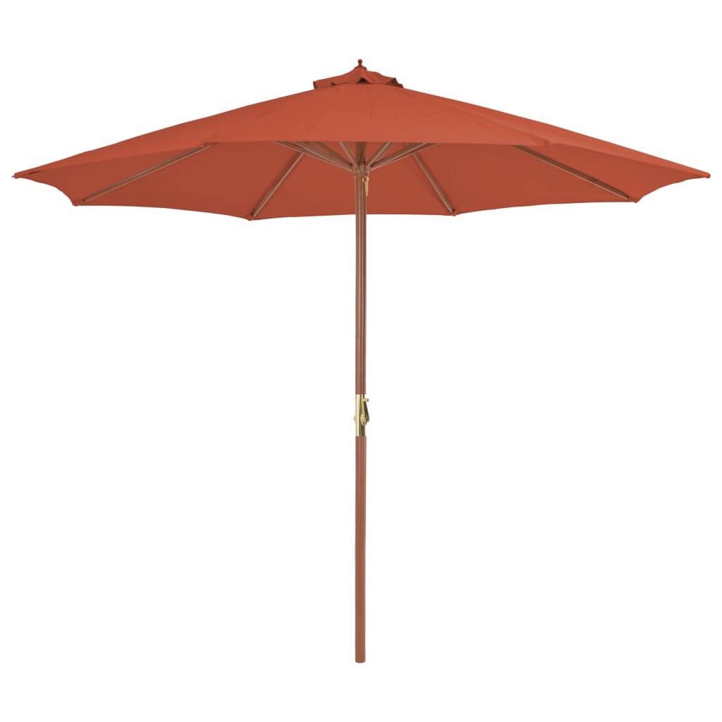 Helloshop26 - Parasol d'extérieur avec mât en bois 300 cm terre cuite - Imagen 1