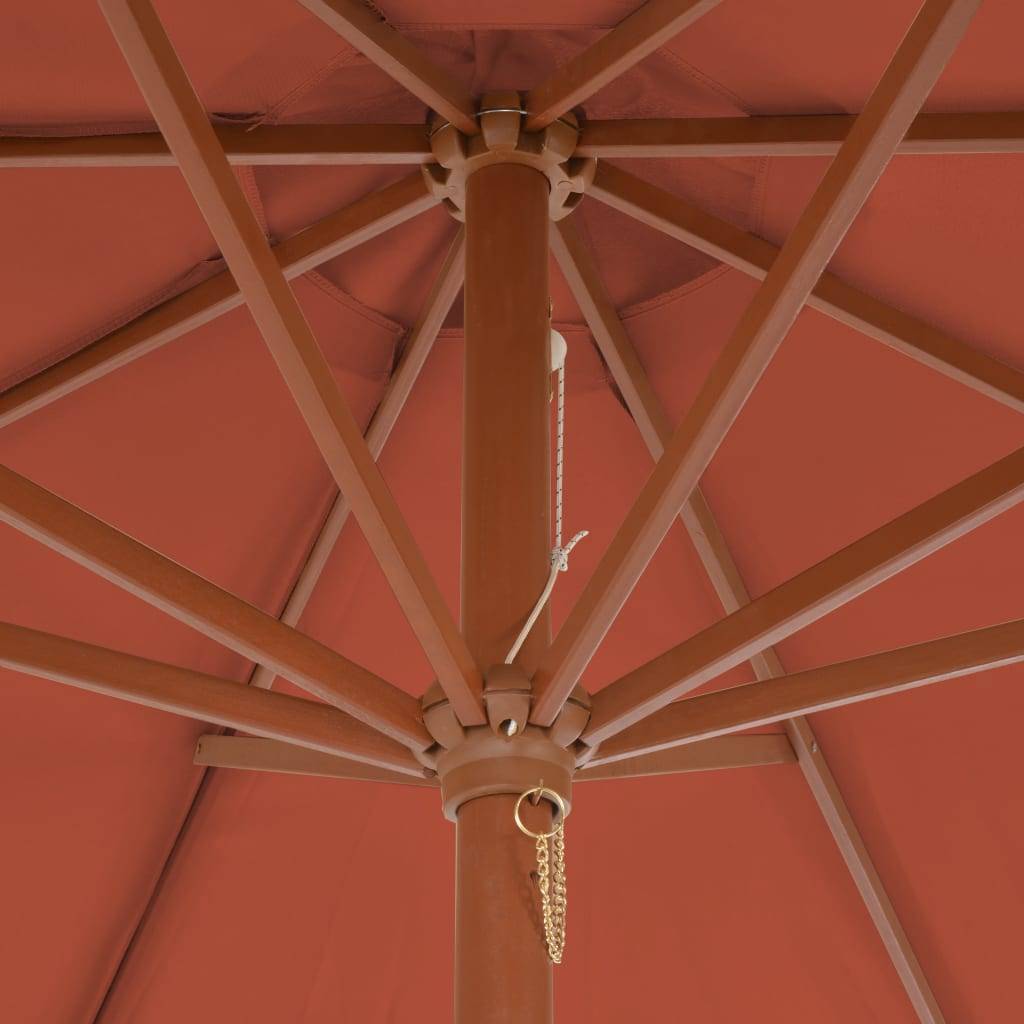 Helloshop26 - Parasol d'extérieur avec mât en bois 300 cm terre cuite - Imagen 5