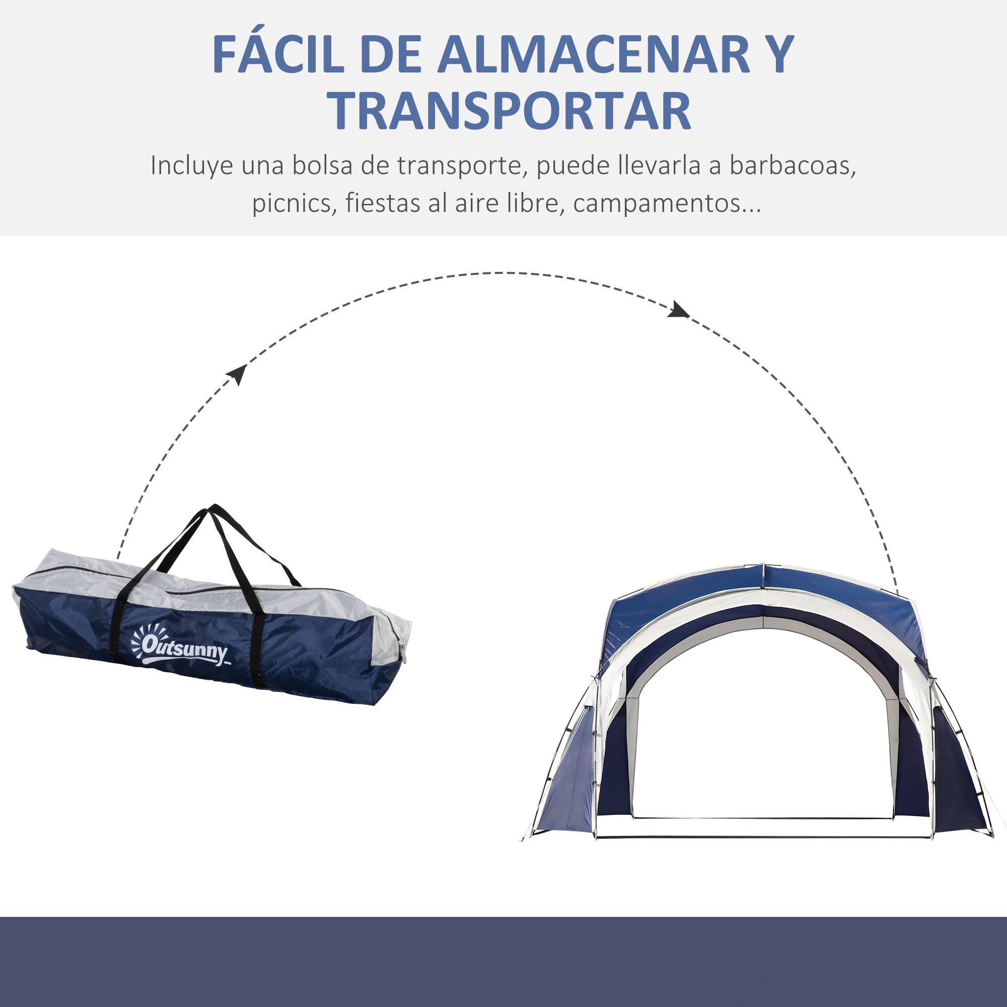 Auvent de camping pliable 3,5 x 3,5 m avec crochet, sac de transport, imperméable et protection UV pour terrasse ou plage, bleu - Image 8