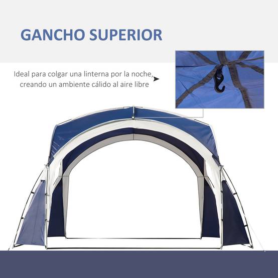 Auvent de camping pliable 3,5 x 3,5 m avec crochet, sac de transport, imperméable et protection UV pour terrasse ou plage, bleu - Image 7