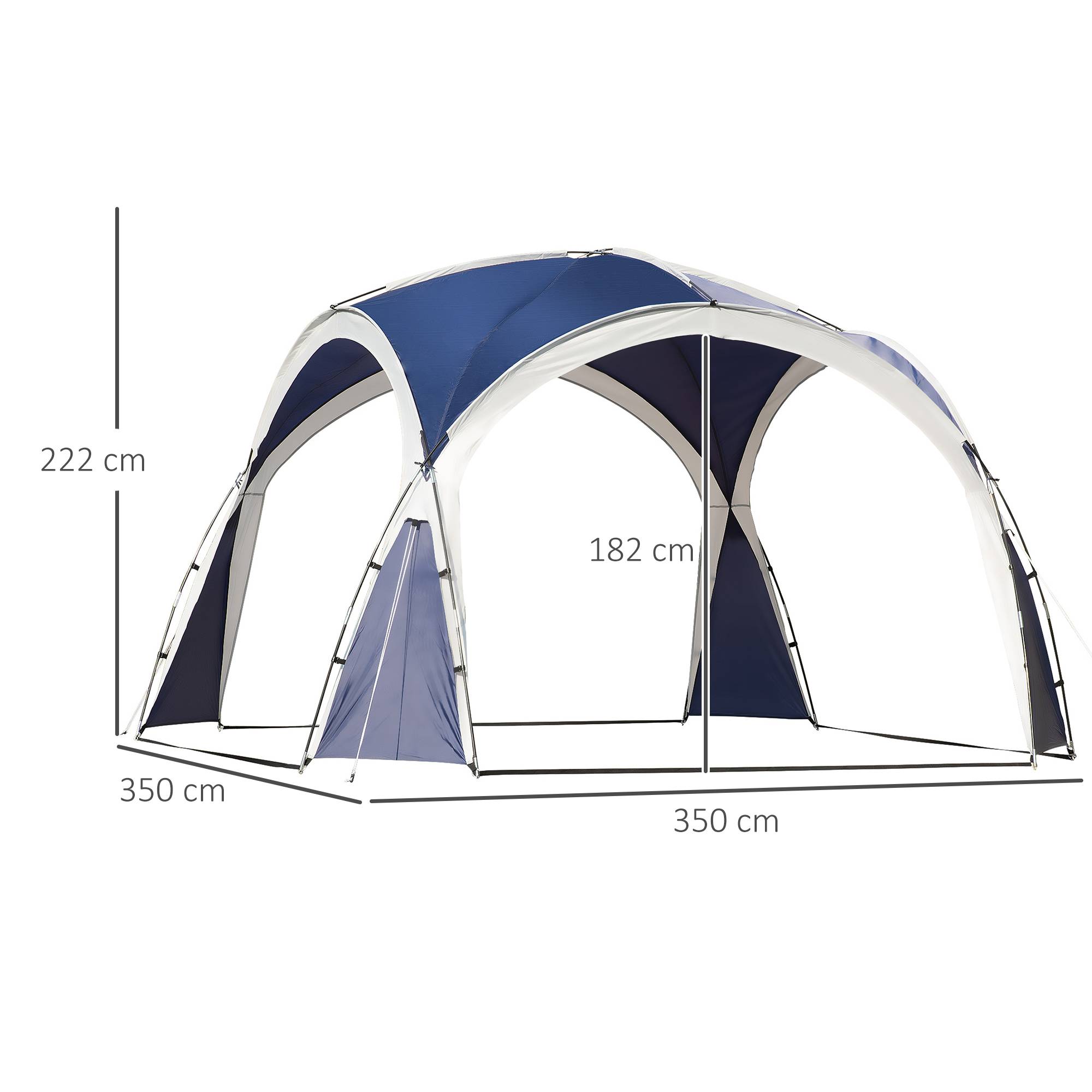 Auvent de camping pliable 3,5 x 3,5 m avec crochet, sac de transport, imperméable et protection UV pour terrasse ou plage, bleu - Image 5