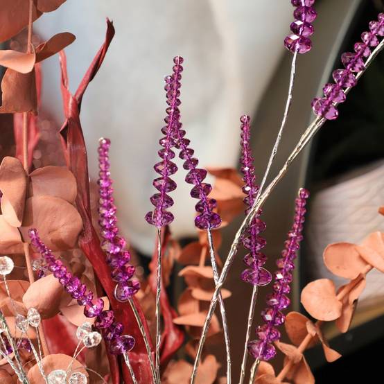 Branche de fleurs en verre violet 90cm Chemin de campagne - Imagen 2