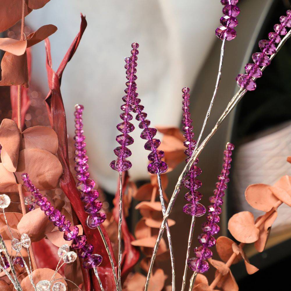Branche de fleurs en verre violet 90cm Chemin de campagne - Imagen 2