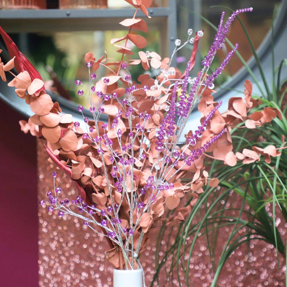 Branche de fleurs en verre violet 90cm Chemin de campagne - Imagen 4