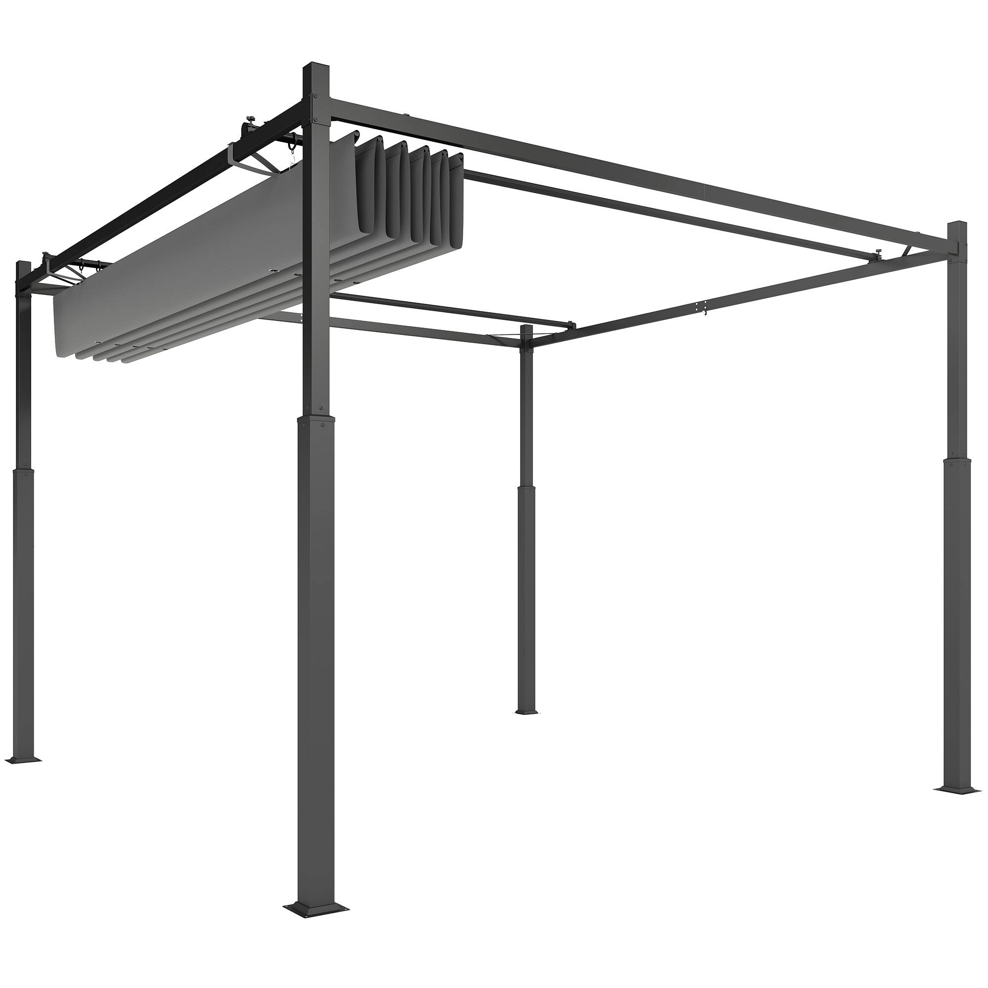 Pergola de Jardin Acier 3x3m avec Toit Rétractable Anti-UV Coulissant Gris - ComfortXL Outdoor Living - Image 2