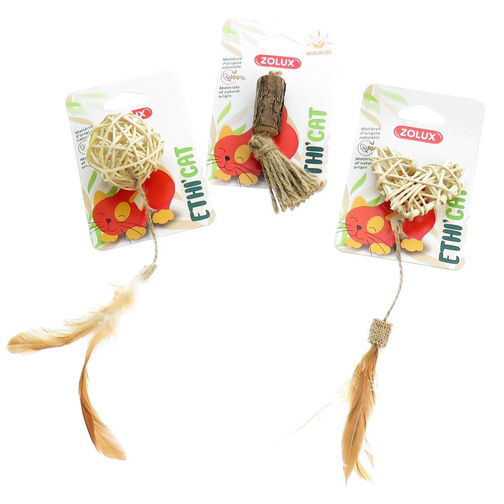 3 jouets en rotin et Matatabi, jouet pour chat - Imagen 1