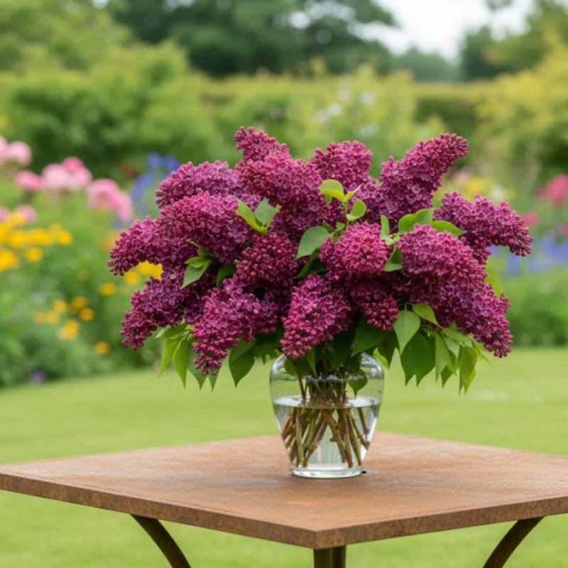 Lilas commun Charles Joly, Syringa à fleurs Rouge - feuillage Caduc - Pot de 7,5L - 100/150 cm-  hauteur à maturité De 2,50 m à 3,00 m - Image 3