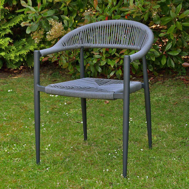 Fauteuil aluminium anthracite et corde tressée grise Casamance - Gecko Jardin - Imagen 1