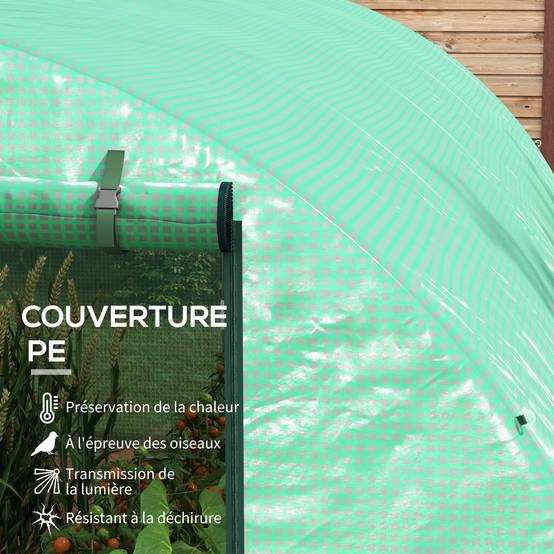 Sans Marque - Serre tunnel 3 m² système arrosage intégré 6 fenêtres porte enroulable serre potager verte - Image 7