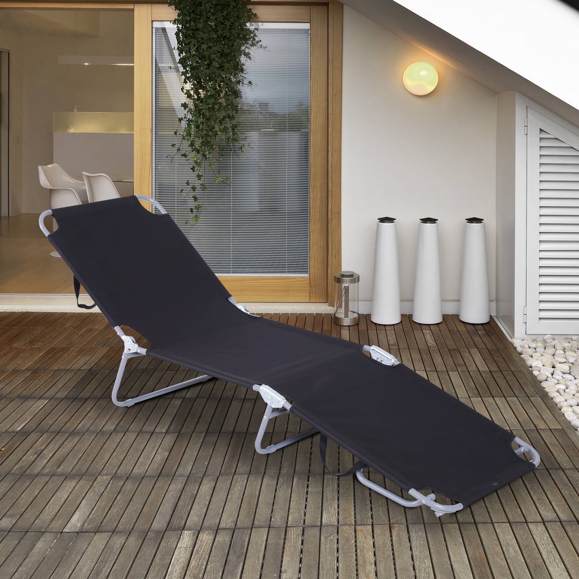 Transat de jardin pliable en métal et tissu oxford respirant - Image 3