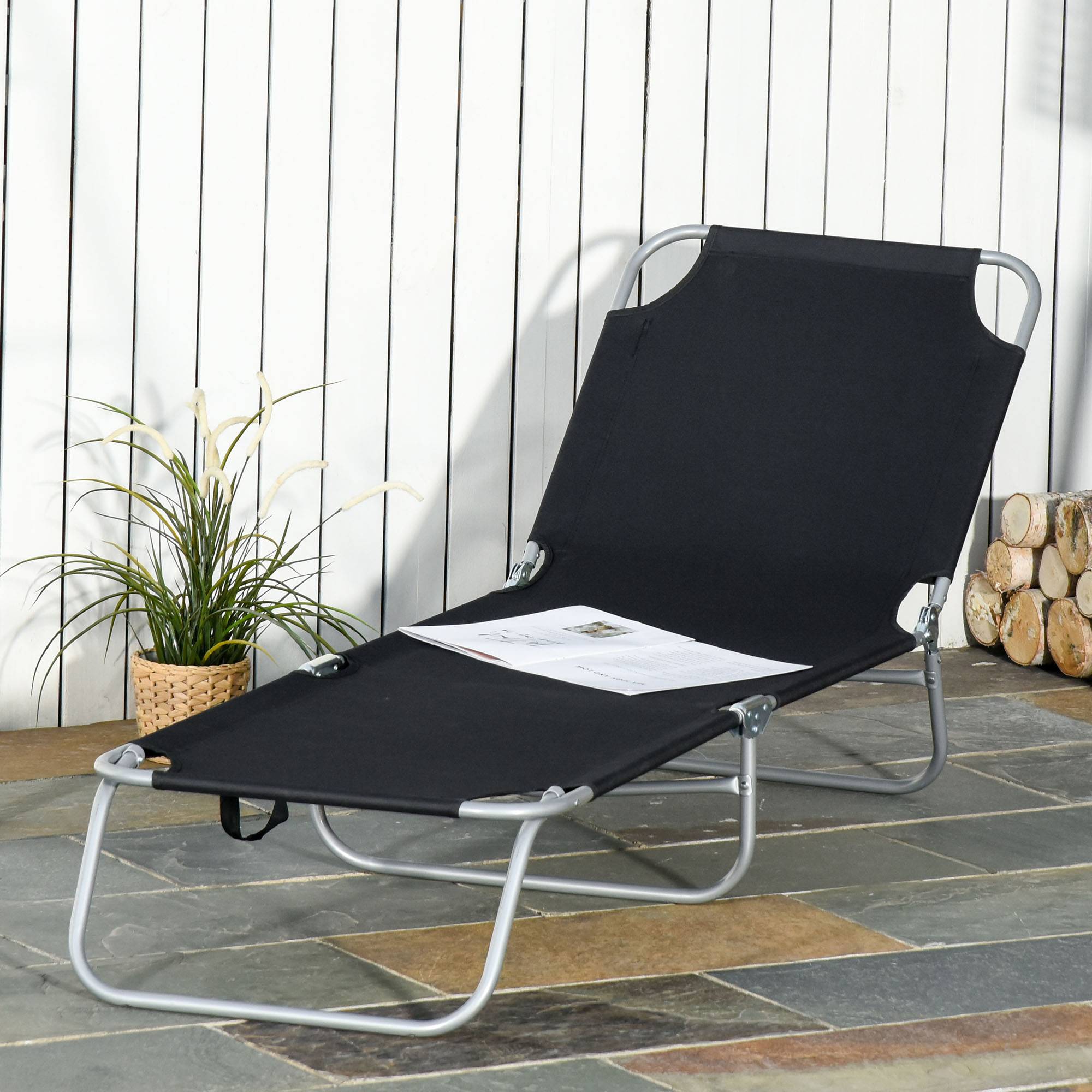 Transat de jardin pliable en métal et tissu oxford respirant - Image 2