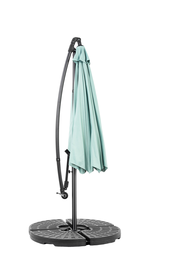 Parasol déporté 10ft à inclinaison facile, polyester vert clair, 8 baleines pour jardin et piscine (socle non fourni) - Image 6