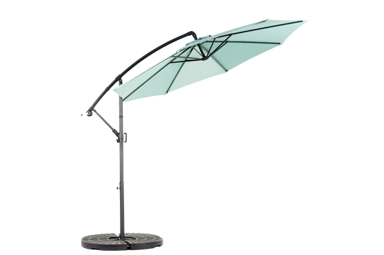 Parasol déporté 10ft à inclinaison facile, polyester vert clair, 8 baleines pour jardin et piscine (socle non fourni) - Image 2