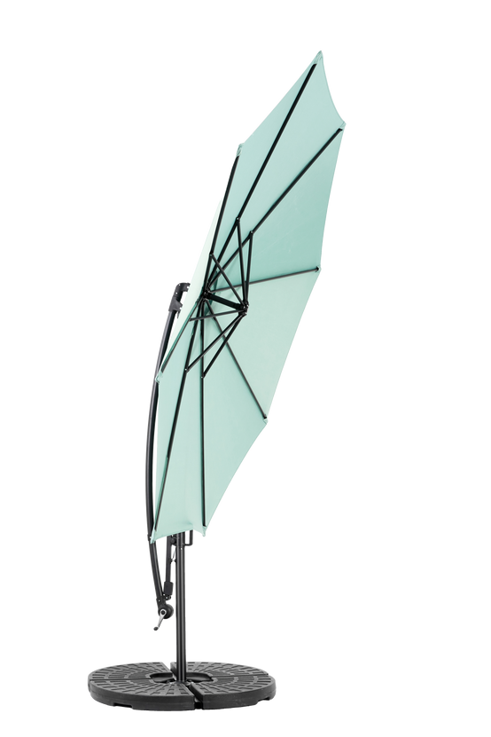 Parasol déporté 10ft à inclinaison facile, polyester vert clair, 8 baleines pour jardin et piscine (socle non fourni) - Image 3