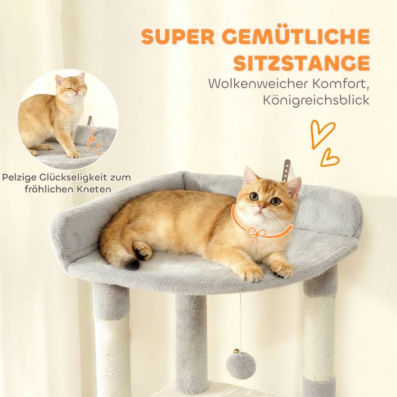Arbre à Chat Géant 170cm Sisal Tunnel Niches Hamac et Jeux Gris Clair - ComfortXL Outdoor Living - Image 5