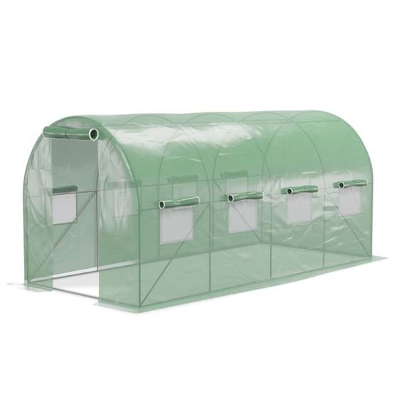 Serre de Jardin Tunnel 9m² - bâche armée - avec fenêtres latérales et porte zipée EUROSPEN - Image 5
