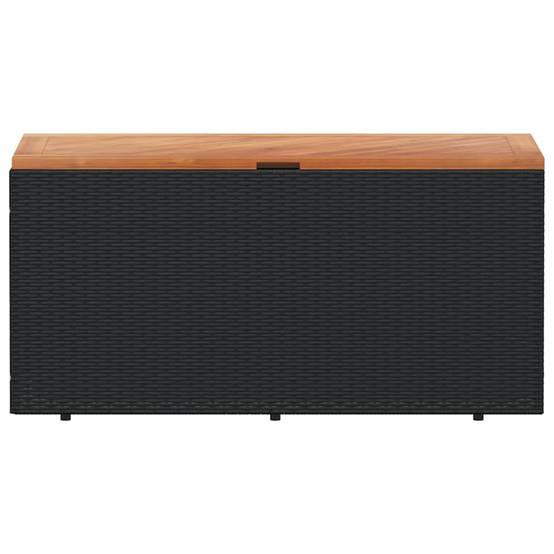 Banc Coffre de Jardin Résine Tressée Couvercle Bois d'Acacia Étanche Noir 110x50x54 cm – ComfortXL Outdoor Living - Image 4