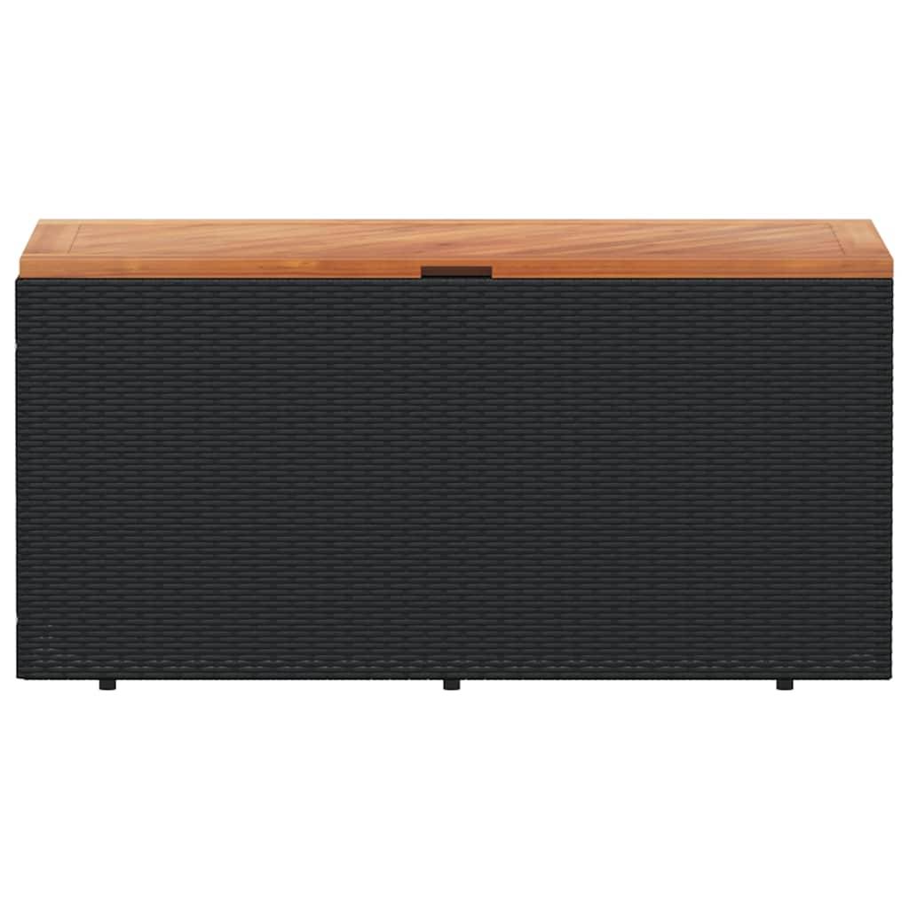 Banc Coffre de Jardin Résine Tressée Couvercle Bois d'Acacia Étanche Noir 110x50x54 cm – ComfortXL Outdoor Living - Image 4
