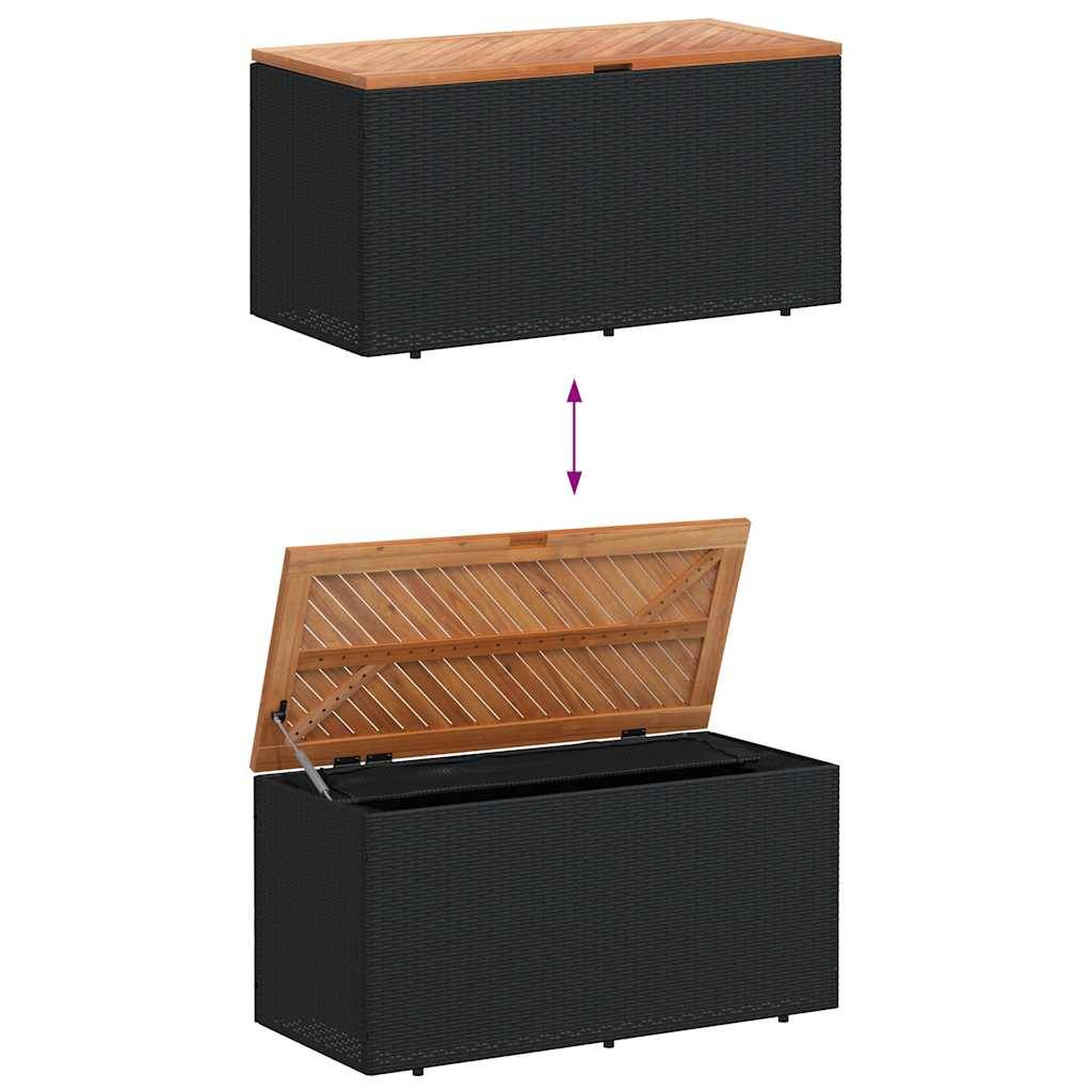 Banc Coffre de Jardin Résine Tressée Couvercle Bois d'Acacia Étanche Noir 110x50x54 cm – ComfortXL Outdoor Living - Image 7