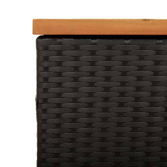 Banc Coffre de Jardin Résine Tressée Couvercle Bois d'Acacia Étanche Noir 110x50x54 cm – ComfortXL Outdoor Living - Image 9