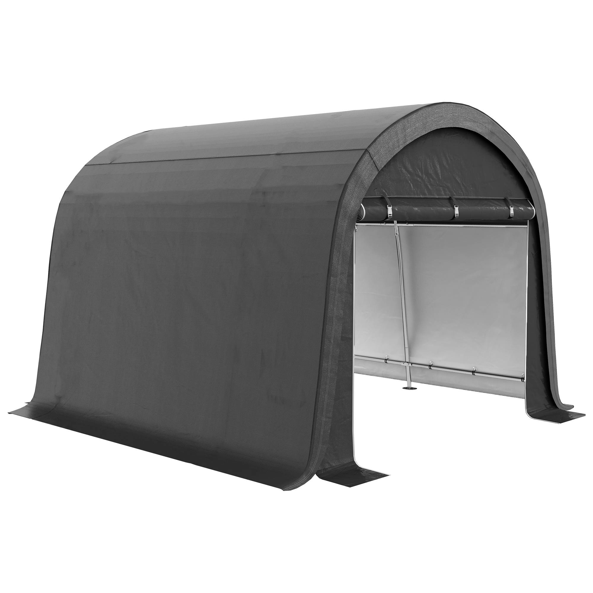 Cabanon jardin aluminium 3x3m gris hydrofuge anti-UV, cadre acier PE avec deux portes roulantes - Image 1