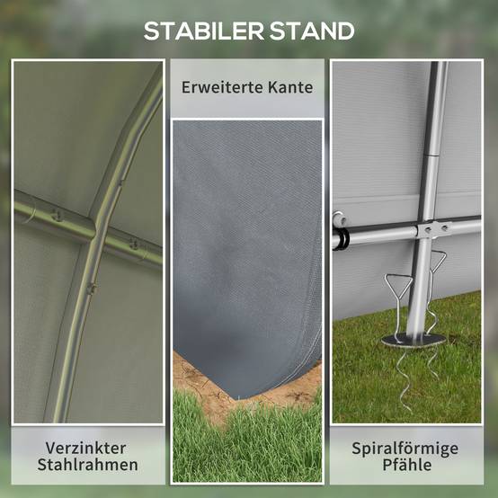Cabanon jardin aluminium 3x3m gris hydrofuge anti-UV, cadre acier PE avec deux portes roulantes - Image 5