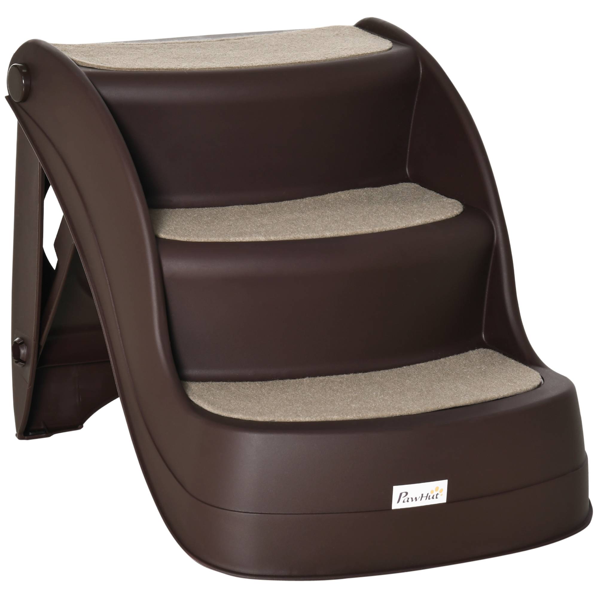 ComfortXL - Escalier pour chien et chat pliable en polypropylène marron 3 marches 49 x 38 x 38 cm pour lit et canapé antidérapant - Image 10