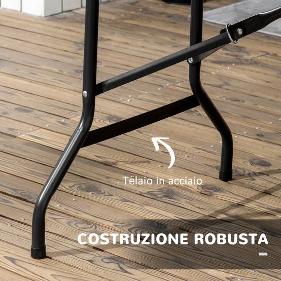 Table de jardin pliante Acier HDPE Pique-nique Camping Effet bois 180cm Gris foncé - ComfortXL Outdoor Living - Image 9