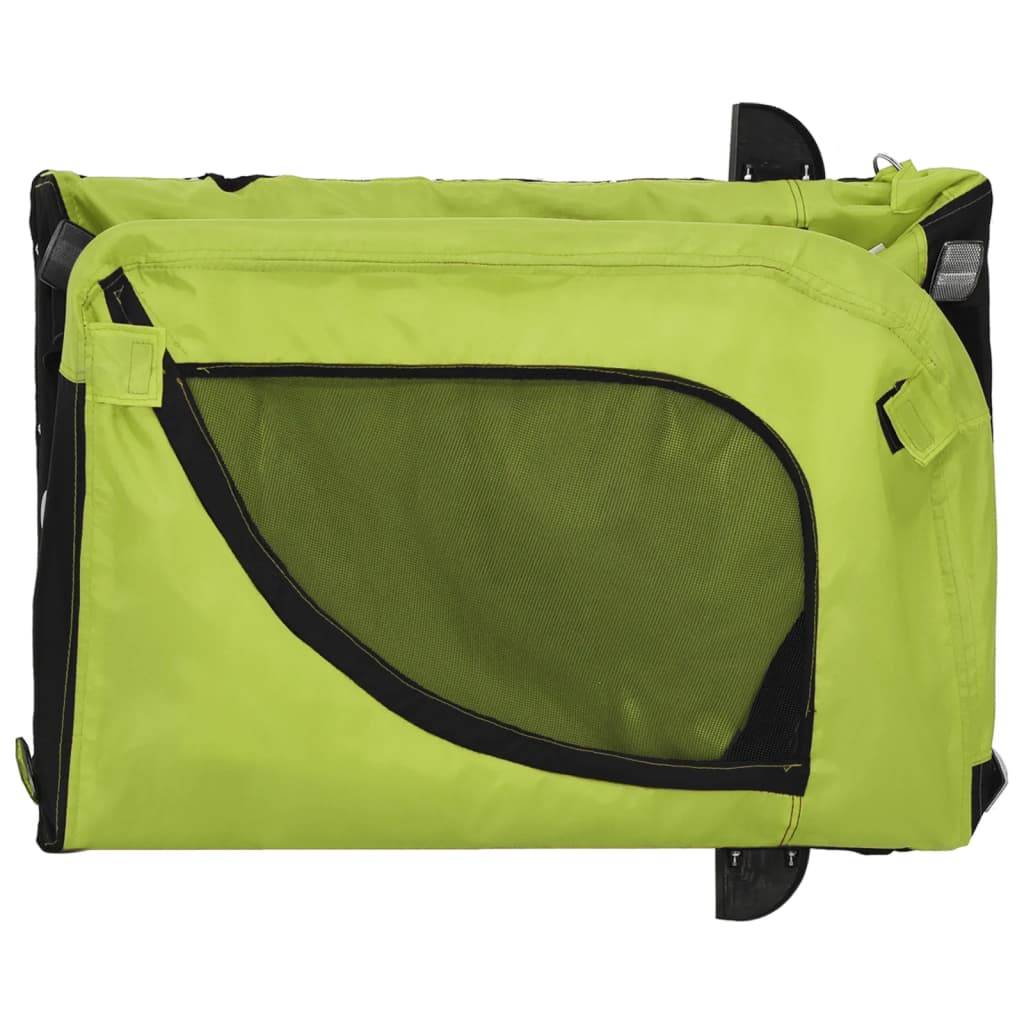 Remorque de vélo pour animaux fer et tissu vert et noir 124 x 53 x 53 cm - PANGIVO - Image 8