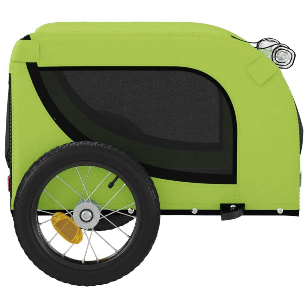 Remorque de vélo pour animaux fer et tissu vert et noir 124 x 53 x 53 cm - PANGIVO - Image 6