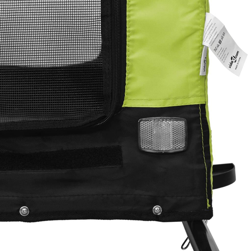Remorque de vélo pour animaux fer et tissu vert et noir 124 x 53 x 53 cm - PANGIVO - Image 9