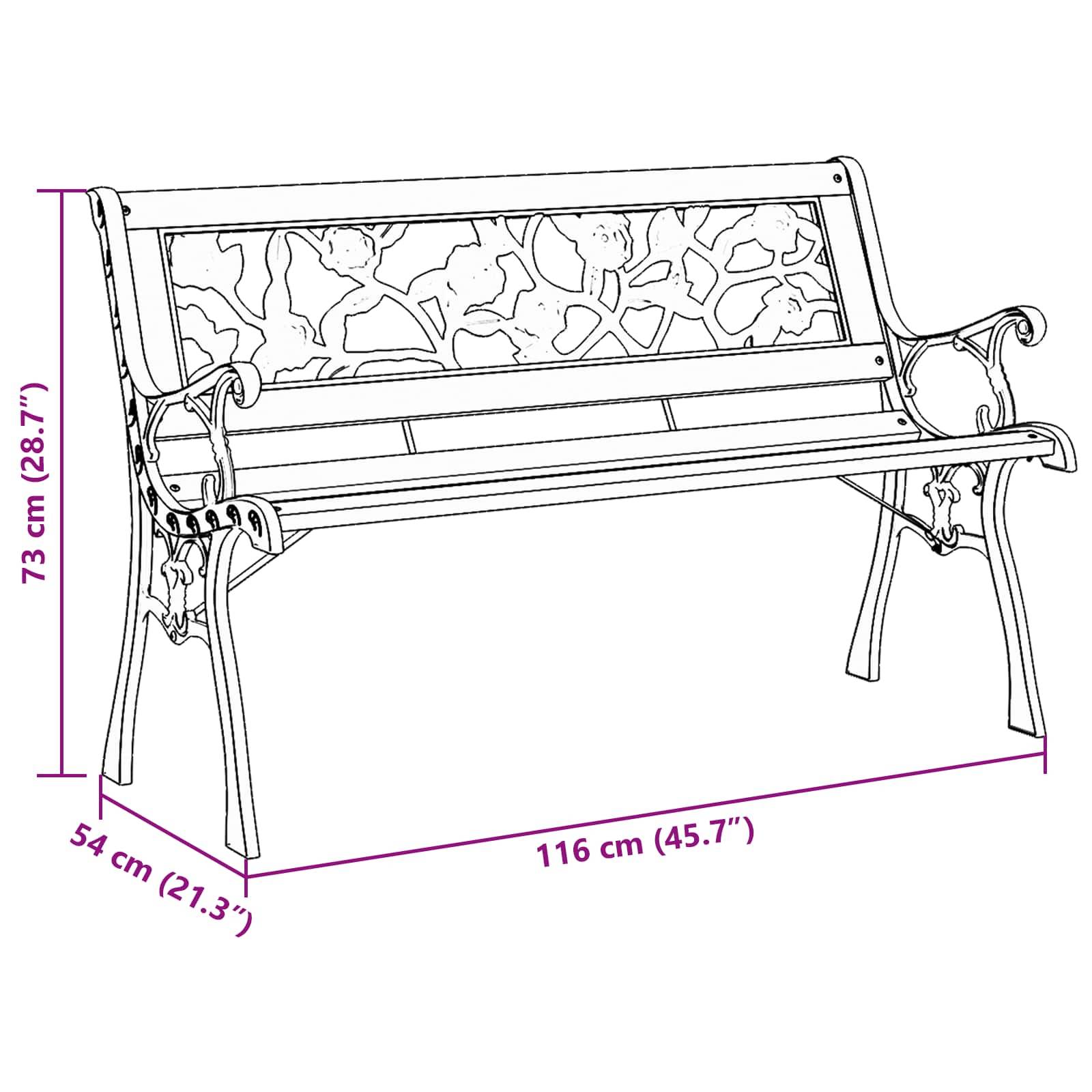 PANGIVO - Banc de jardin bois marron 116 x 54 x 73 cm - PANGIVO - Image 8