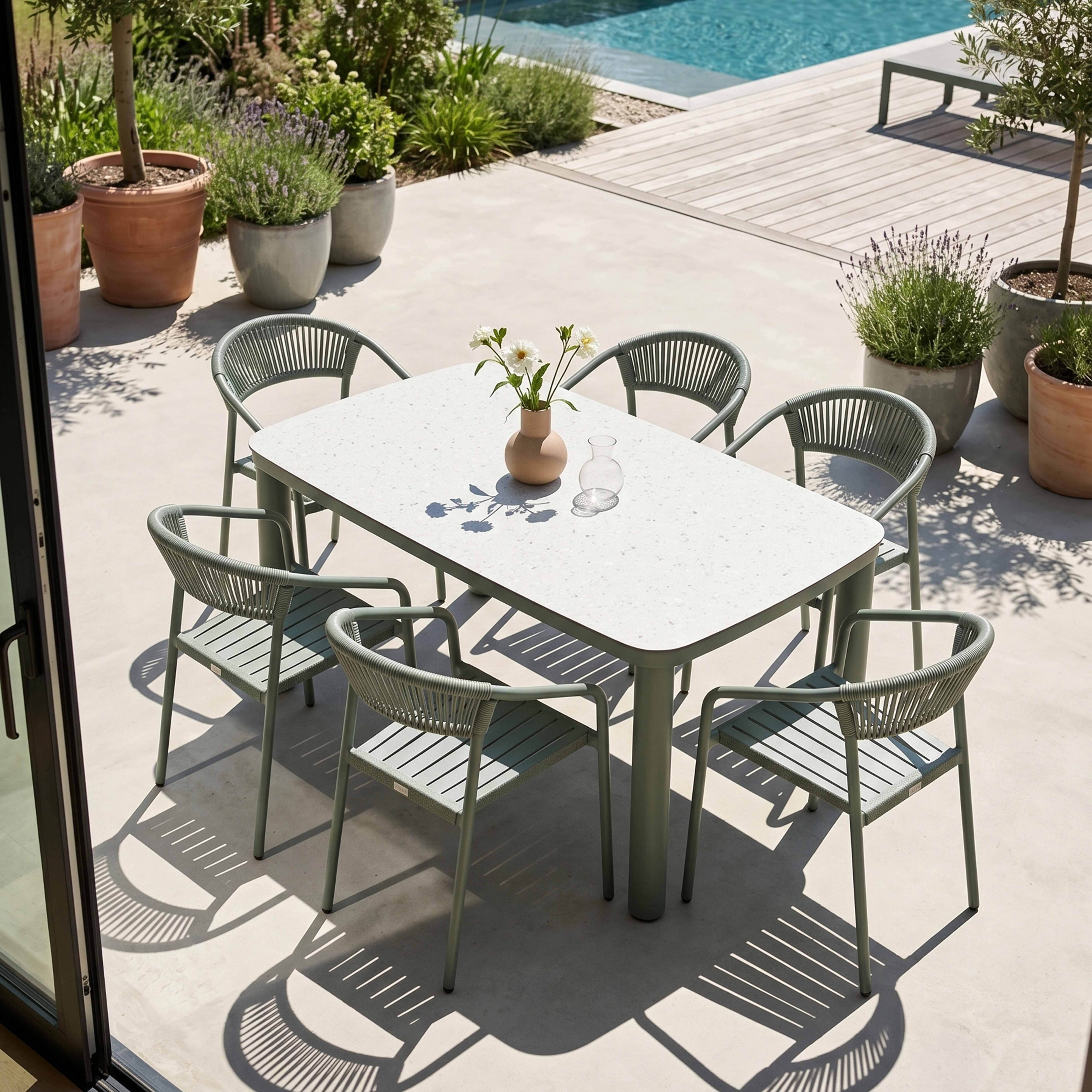 Oviala - Table de jardin structure en aluminium 6 personnes L150x90cm vert Nocera - Oviala - Image 3